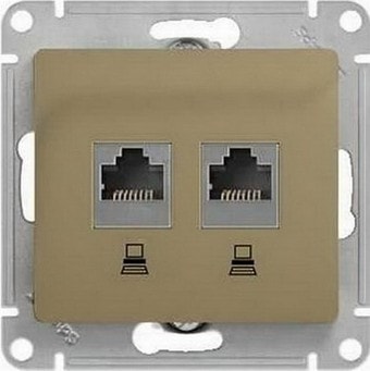 Розетка 2ая компьютерная RJ45+RJ45 Glossa титан во Владивостоке