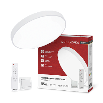 Светильник светодиодный SCANDY SIMPLE-95RCW 95Вт 230В 3000-6500K 7600Лм 400x50мм с пультом ДУ белый IN HOME во Владивостоке