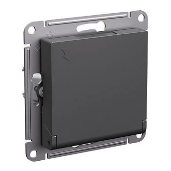 Розетка одинарная AtlasDesign SE с з/к со шторками с крышкой IP20 базальт во Владивостоке