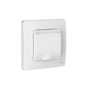 Розетка одинарная с з/к с крышкой со шторками IP44 BLANCA SE белая во Владивостоке