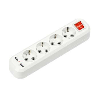 Колодка УЗВ-4USB-GRAND четырехместная с выключателем и заземлением, 2хUSB 5340 IN HOME во Владивостоке