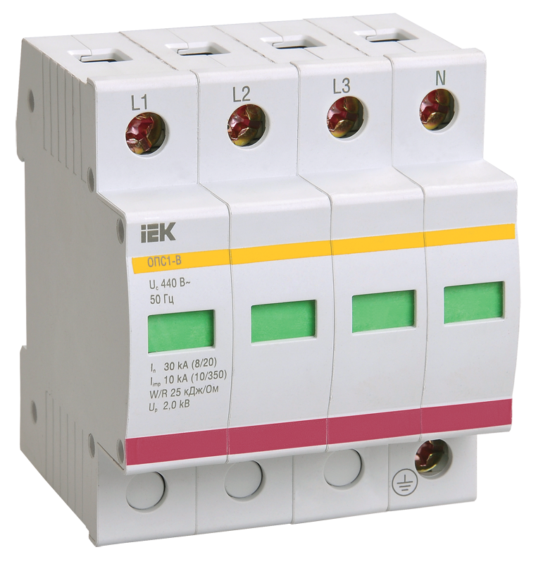 Ограничитель импульсного перенапряжения ОПС1-C 4P In=20kA Un=400B Im=40kA IEK во Владивостоке