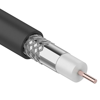 Кабель коаксиальный внешний RG-6U, 75 Ом, CCS/Al/Al, 64%, бухта 100м, черный, REXANT (OUTDOOR) во Владивостоке