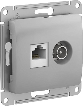 Розетка двойная ТВ+компьютерная RJ45, категории 5Е Glossa SE алюминий во Владивостоке