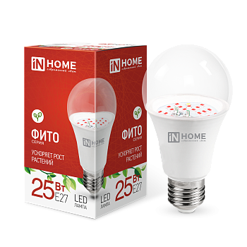 Лампа светодиодная LED-A65 STD-ФИТО красно-синий спектр 25Вт 230В Е27 IN HOME во Владивостоке
