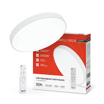 Светильник светодиодный SCANDY SIMPLE-95RCW 95Вт 230В 3000-6500K 7600Лм 500x50мм с пультом ДУ белый IN HOME во Владивостоке