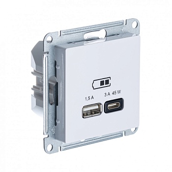 Розетка USB A+тип-C 45Вт высокоскор.заряд QC PD AtlasDesign SE белая во Владивостоке